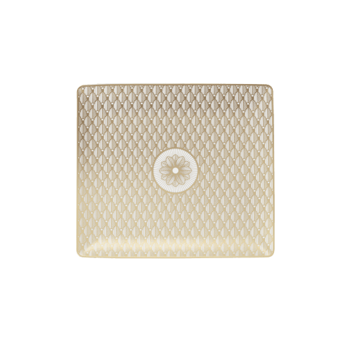 Porcelain Rectangular Tray Gold Finish - 17 x 15 cm